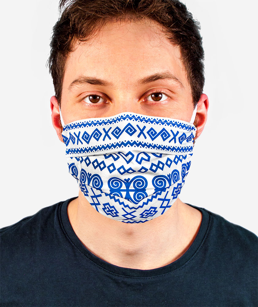 Bavlnené rúško Modré Čičmany 1