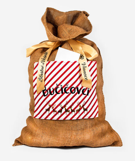 Vianočné vrece na darčeky - červeno-biele pruhy 1