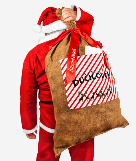 Vianočné vrece na darčeky - červeno-biele pruhy 2