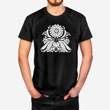 Pánske čierne folklórne tričko Biely kvet