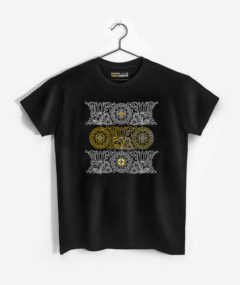 Pánske-čierne-tričko-zlato-biele-Flos-Aureus