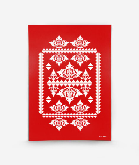 Print-Folklórny-ornament-Trenčín-grafika-červená-2