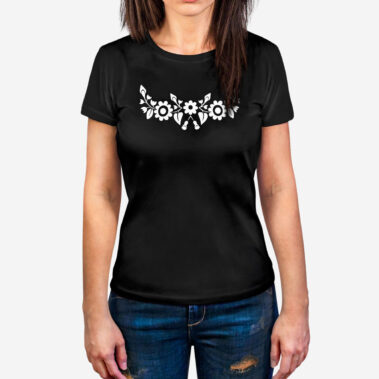 Dámske čierne tričko Trenčianske kvietky