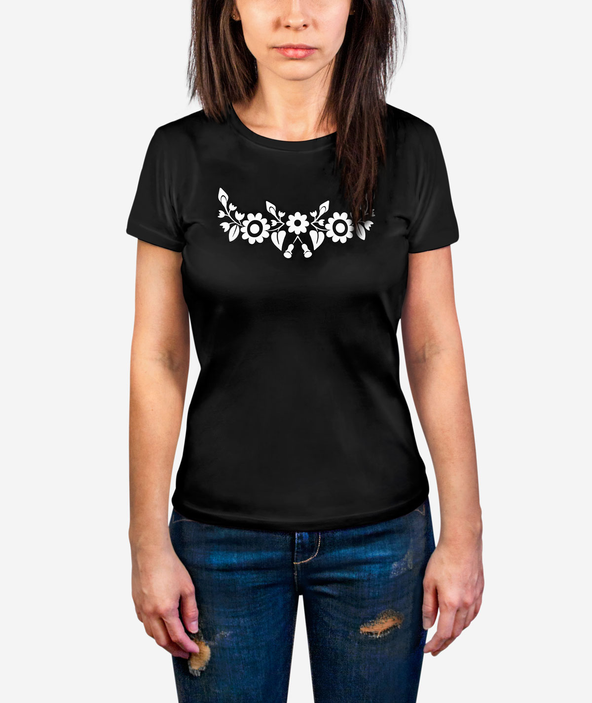 Tričko-Dámske-čierne-Trenčianske-kvietky-sashe