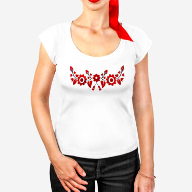 Dámske biele tričko Trenčianske kvietky