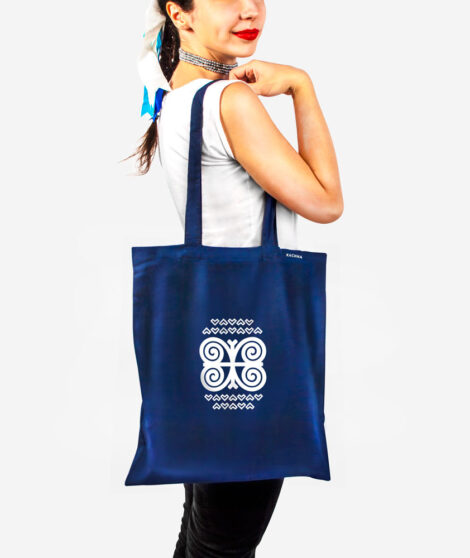 Bavlnená-taška-tmavomodrá-Čičmany-motýl-2