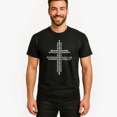 Pánske čierne tričko Čičmanský dvojkríž